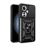 Oppo Reno 11F 5G Kılıf Magnetik Standlı Kamera Korumalı Zore Sürgülü Vega Kapak Mavi