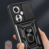 Oppo Reno 11F 5G Kılıf Magnetik Standlı Kamera Korumalı Zore Sürgülü Vega Kapak Mavi