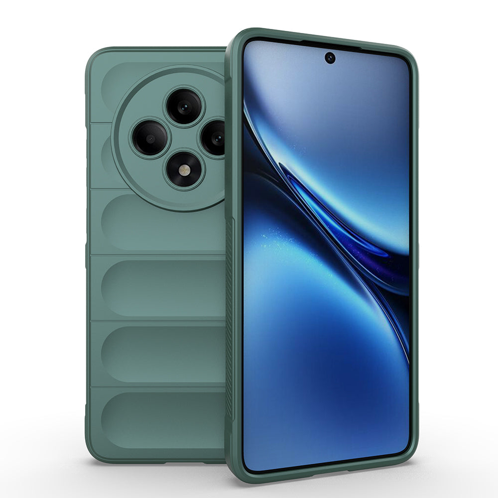 Oppo Reno 11FS Kılıf Esnek TPU Oyuklu Arka Yüzey Tasarımlı Zore Etnik Silikon Kapak Koyu Yeşil