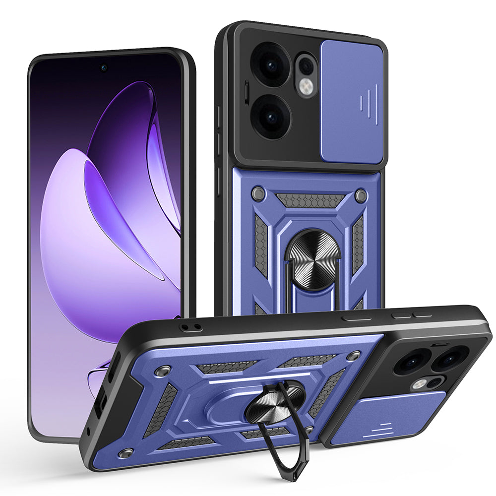 Oppo Reno 13F 5G Kılıf Magnetik Standlı Kamera Korumalı Zore Sürgülü Vega Kapak Siyah