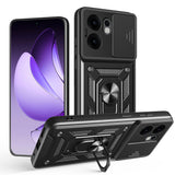Oppo Reno 13F 5G Kılıf Magnetik Standlı Kamera Korumalı Zore Sürgülü Vega Kapak Siyah