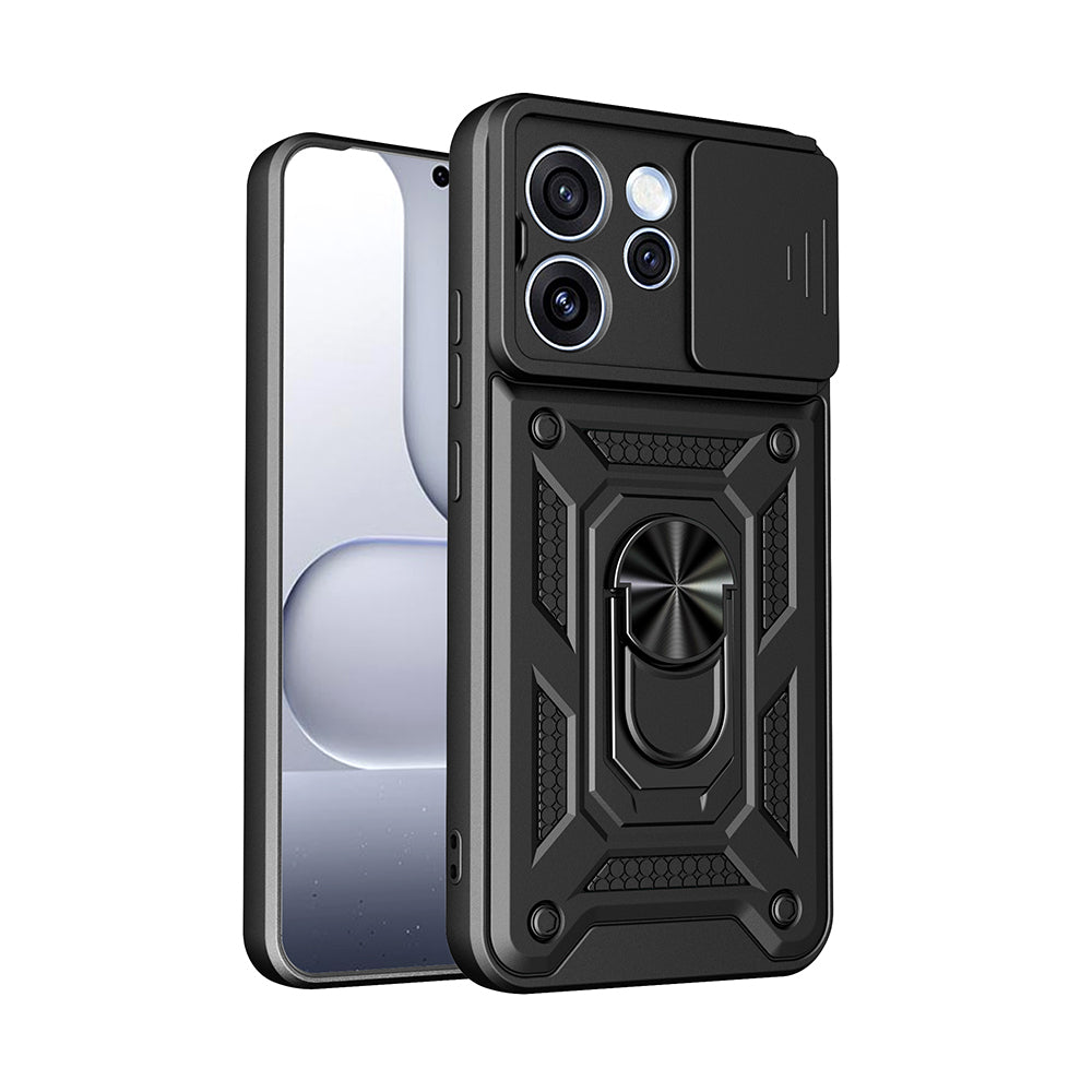 Oppo Reno 15 Pro Kılıf Magnetik Standlı Kamera Korumalı Zore Sürgülü Vega Kapak Siyah
