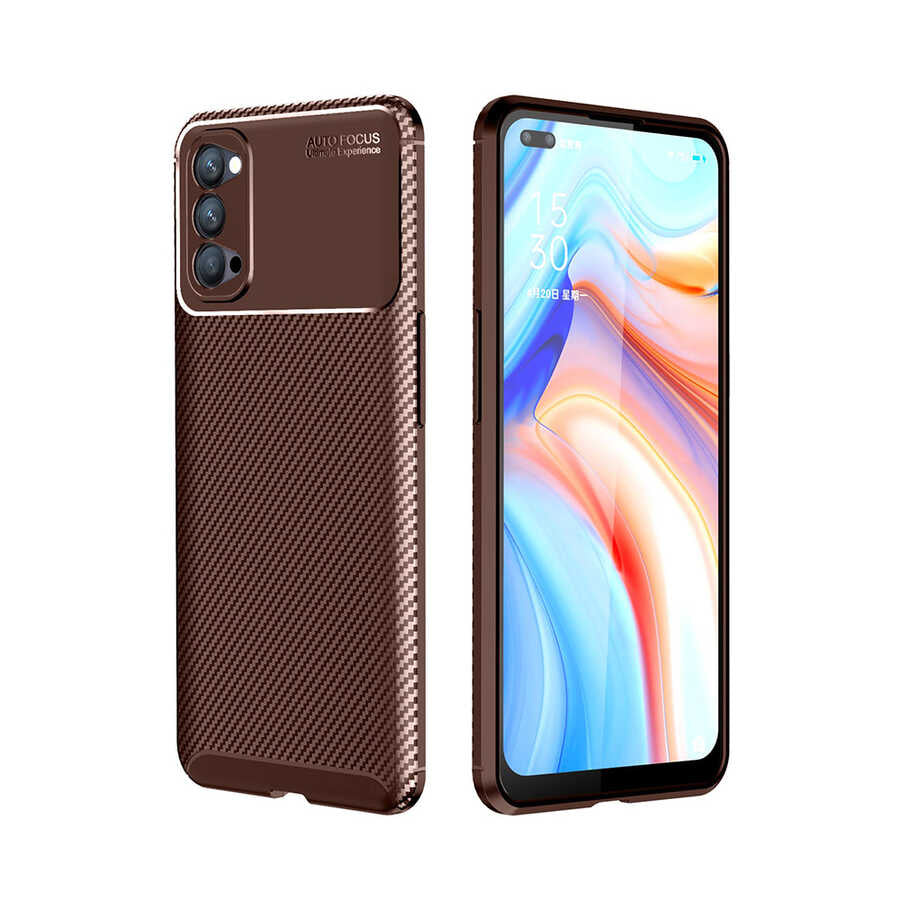 Oppo Reno 4 Kılıf Zore Negro Silikon Kapak Kahverengi