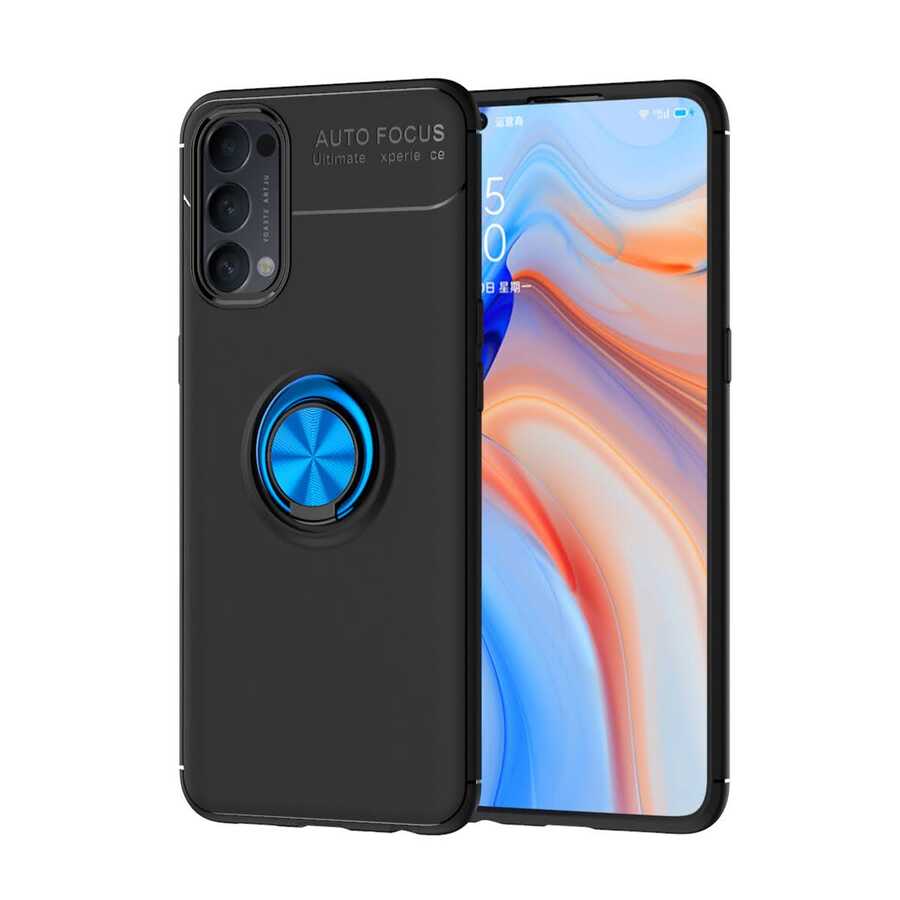 Oppo Reno 4 Kılıf Zore Ravel Silikon Kapak Siyah-Rose Gold