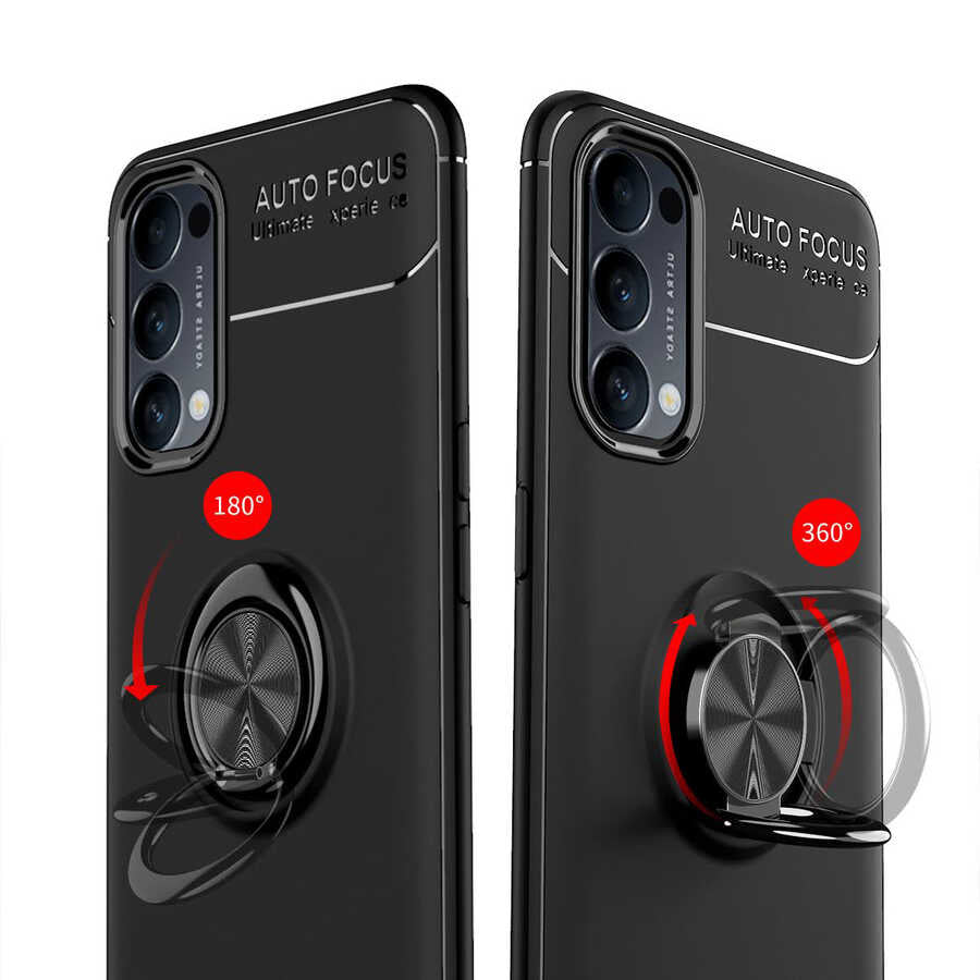 Oppo Reno 4 Kılıf Zore Ravel Silikon Kapak Siyah-Rose Gold
