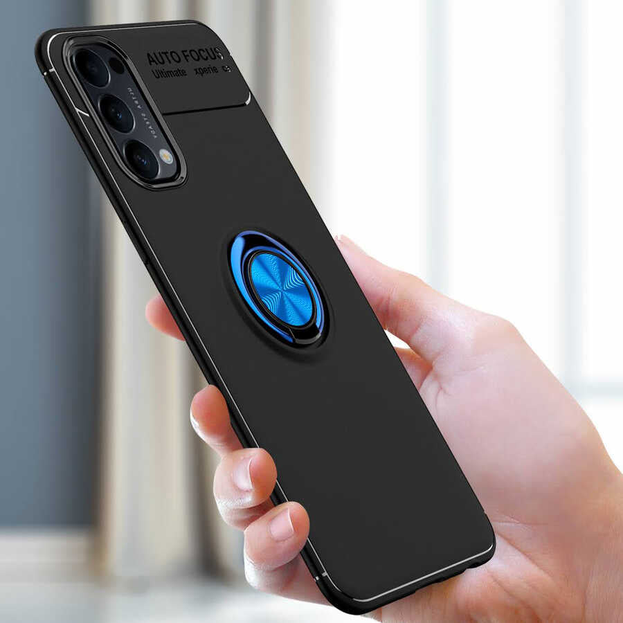 Oppo Reno 4 Kılıf Zore Ravel Silikon Kapak Siyah-Rose Gold