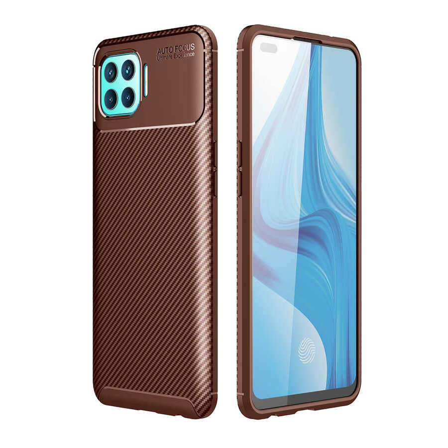 Oppo Reno 4 Lite Kılıf Zore Negro Silikon Kapak Kahverengi