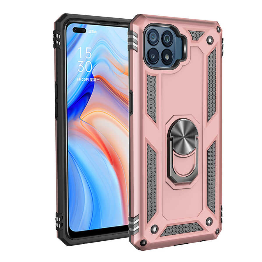 Oppo Reno 4 Lite Kılıf Zore Vega Kapak Rose Gold