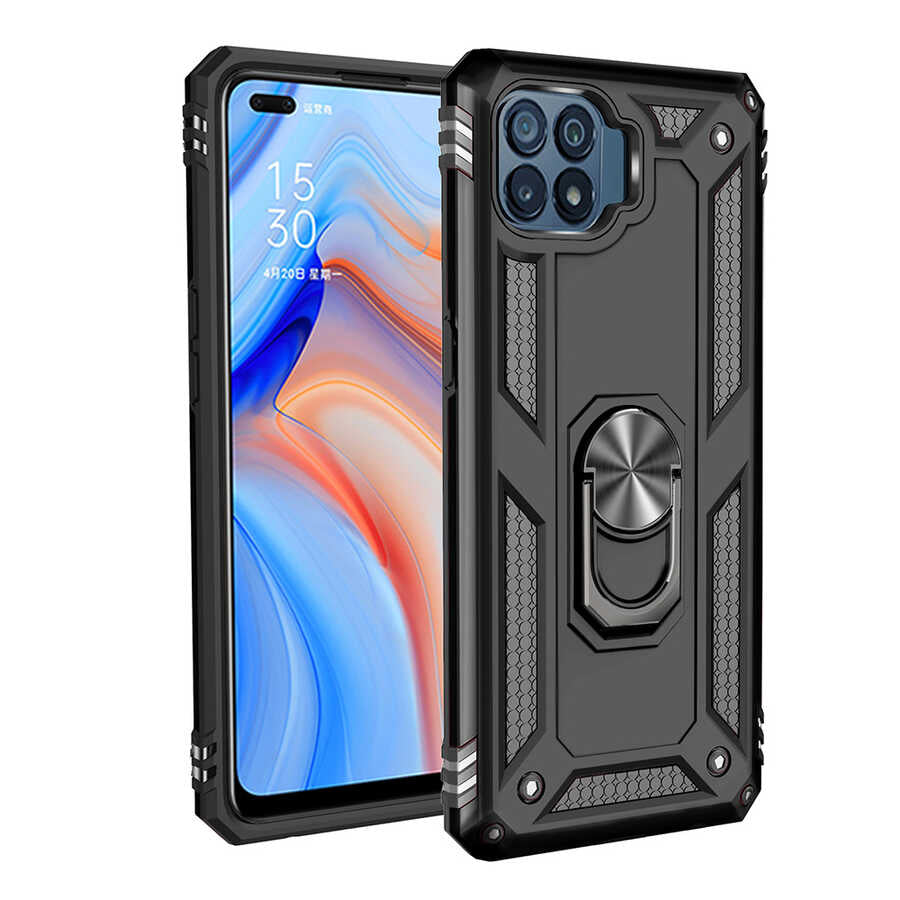 Oppo Reno 4 Lite Kılıf Zore Vega Kapak Siyah