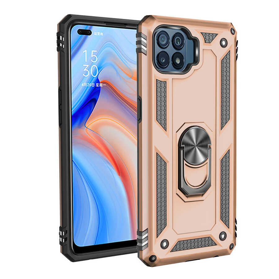 Oppo Reno 4 Lite Kılıf Zore Vega Kapak Gold