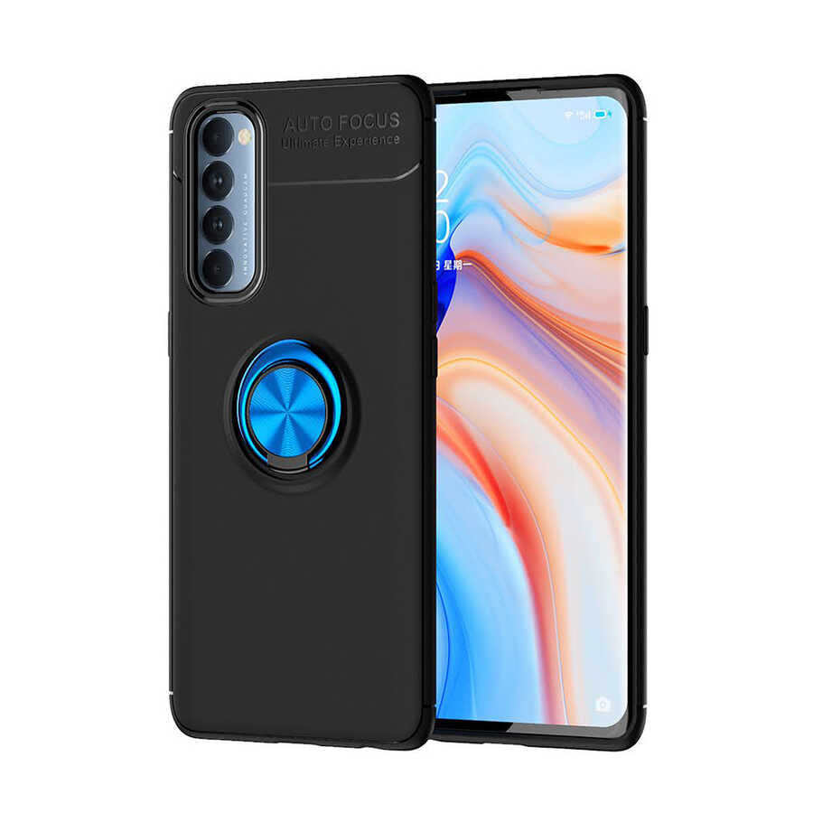Oppo Reno 4 Pro 4G Kılıf Zore Ravel Silikon Kapak Siyah-Kırmızı