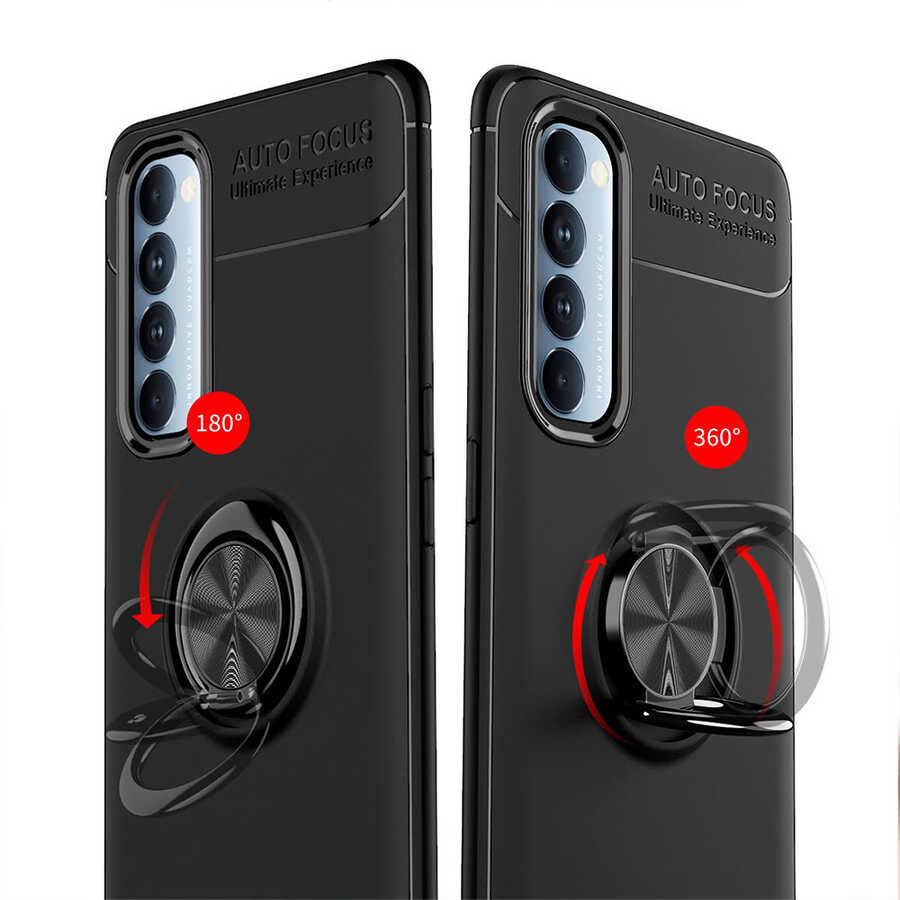 Oppo Reno 4 Pro 4G Kılıf Zore Ravel Silikon Kapak Siyah-Kırmızı
