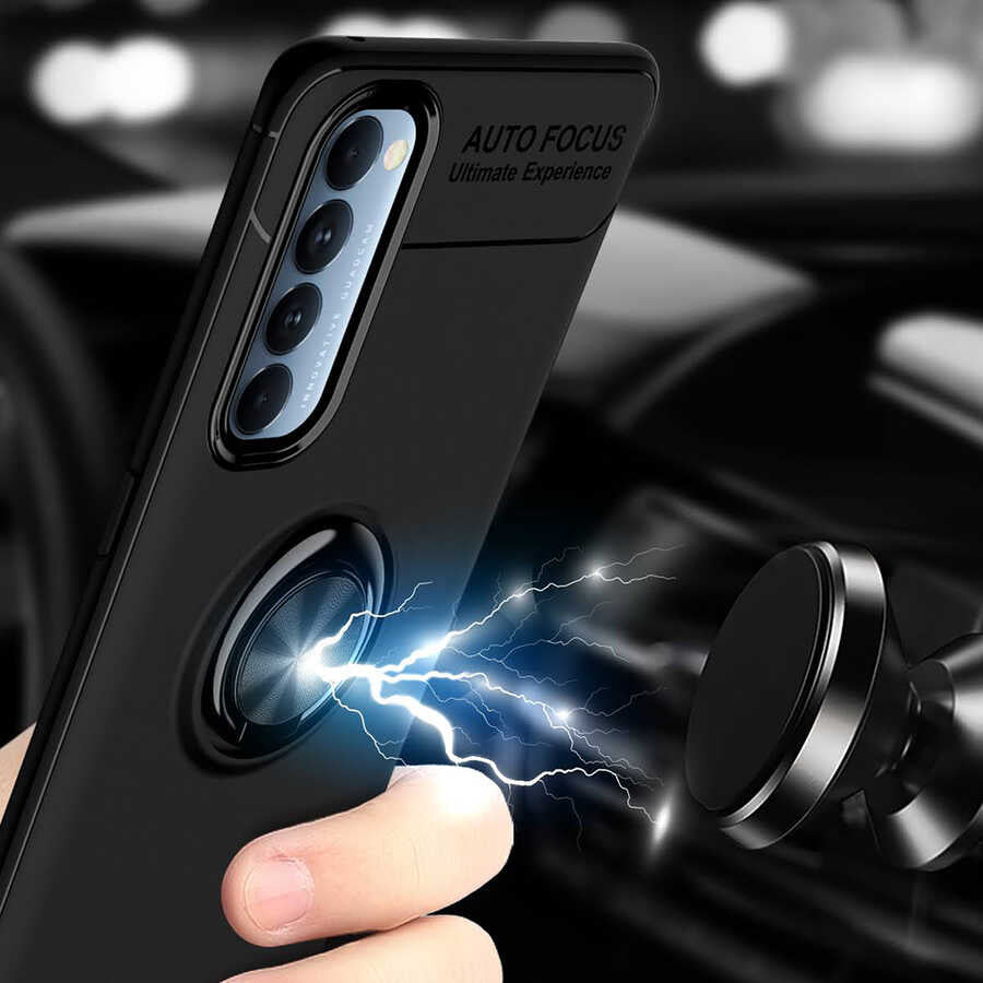Oppo Reno 4 Pro 4G Kılıf Zore Ravel Silikon Kapak Siyah-Kırmızı