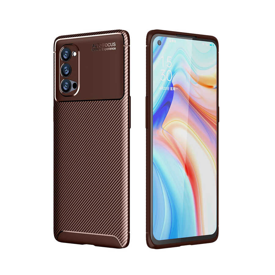 Oppo Reno 4 Pro 5G Kılıf Zore Negro Silikon Kapak Kahverengi