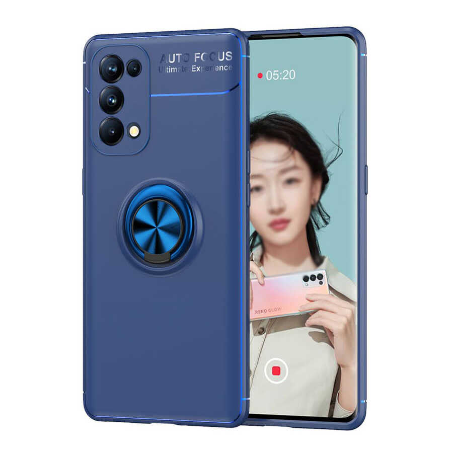 Oppo Reno 5 5G Kılıf Zore Ravel Silikon Kapak Mavi