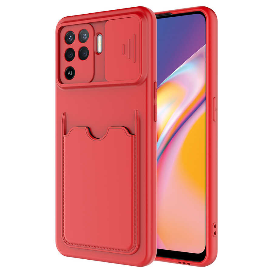 Oppo Reno 5 Lite Kılıf Zore Kartix Kapak Kırmızı