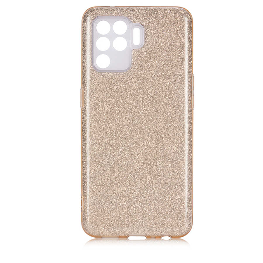 Oppo Reno 5 Lite Kılıf Zore Shining Silikon Gold