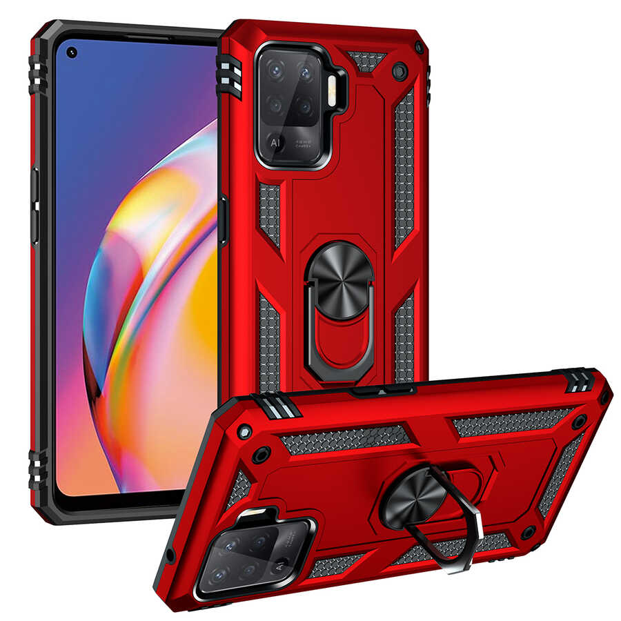 Oppo Reno 5 Lite Kılıf Zore Vega Kapak Kırmızı