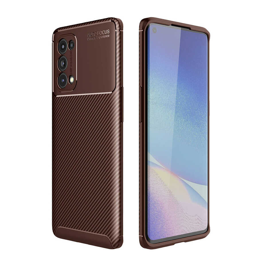 Oppo Reno 5 Pro 5G Kılıf Zore Negro Silikon Kapak Kahverengi