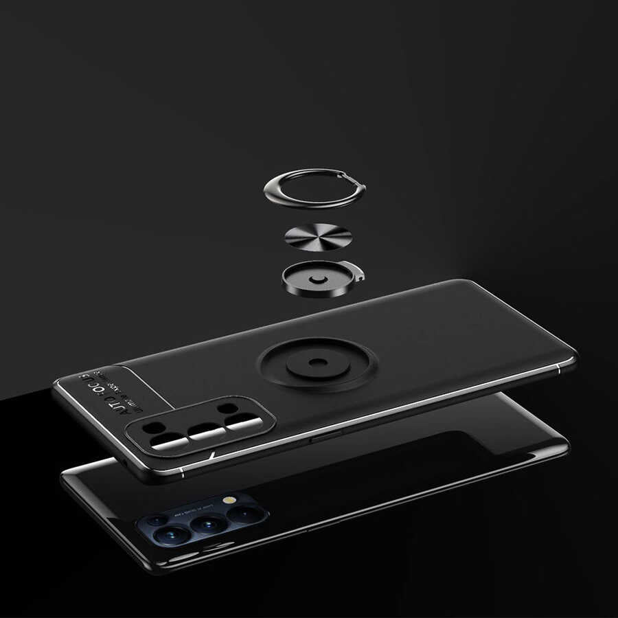 Oppo Reno 5 Pro 5G Kılıf Zore Ravel Silikon Kapak Siyah-Mavi