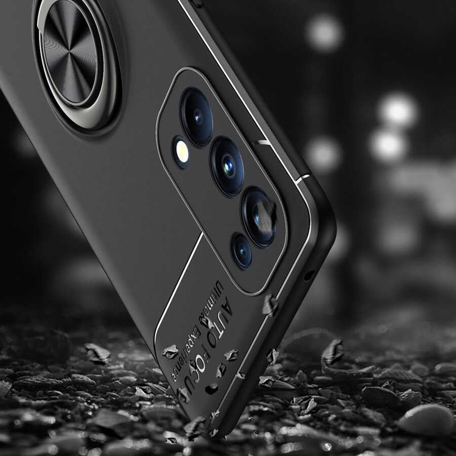 Oppo Reno 5 Pro 5G Kılıf Zore Ravel Silikon Kapak Siyah-Mavi