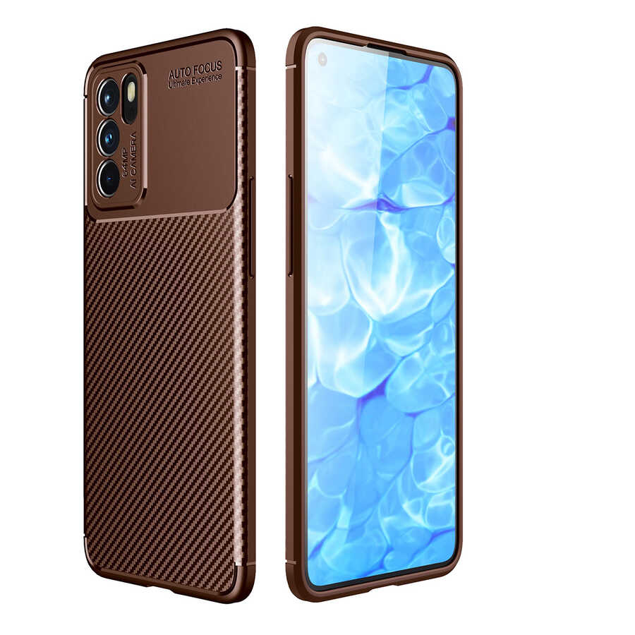 Oppo Reno 6 4G Kılıf Zore Negro Silikon Kapak Kahverengi