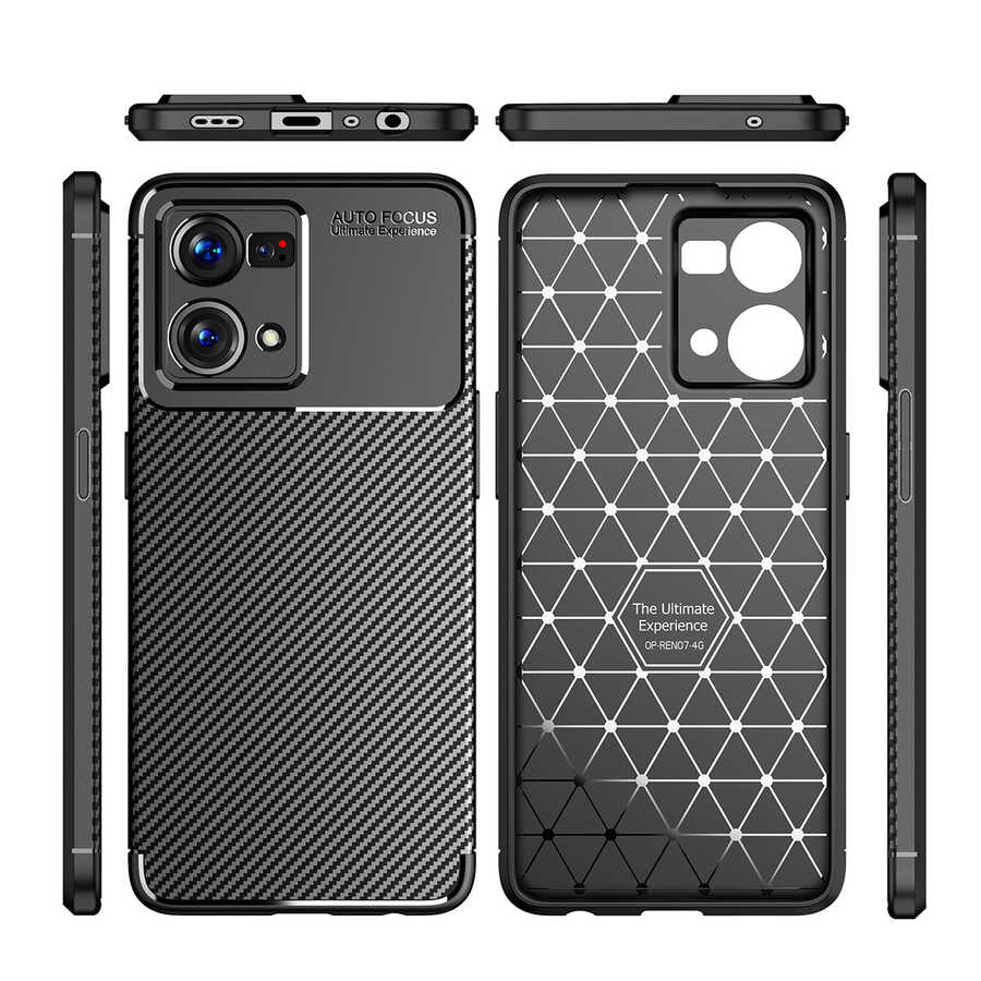 Oppo Reno 7 4G Kılıf Zore Negro Silikon Kapak Siyah