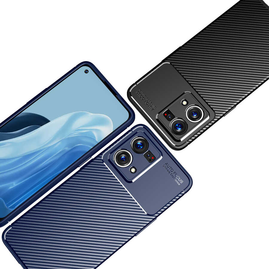 Oppo Reno 7 4G Kılıf Zore Negro Silikon Kapak Lacivert