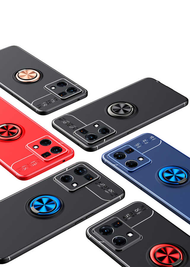 Oppo Reno 7 4G Kılıf Zore Ravel Silikon Kapak Siyah-Mavi
