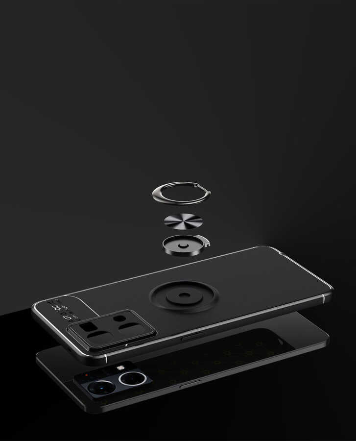 Oppo Reno 7 4G Kılıf Zore Ravel Silikon Kapak Siyah-Mavi