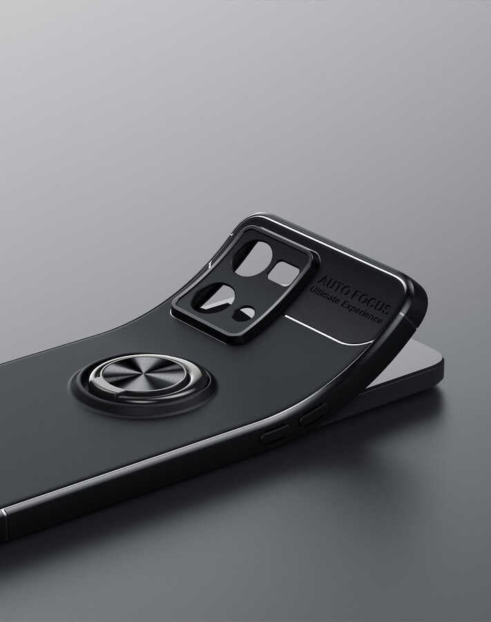 Oppo Reno 7 4G Kılıf Zore Ravel Silikon Kapak Siyah-Kırmızı