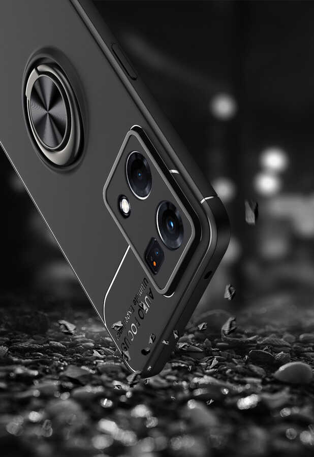 Oppo Reno 7 4G Kılıf Zore Ravel Silikon Kapak Siyah-Mavi