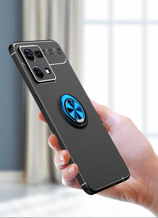 Oppo Reno 7 4G Kılıf Zore Ravel Silikon Kapak Siyah-Kırmızı