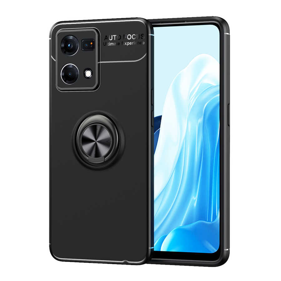 Oppo Reno 7 4G Kılıf Zore Ravel Silikon Kapak Siyah