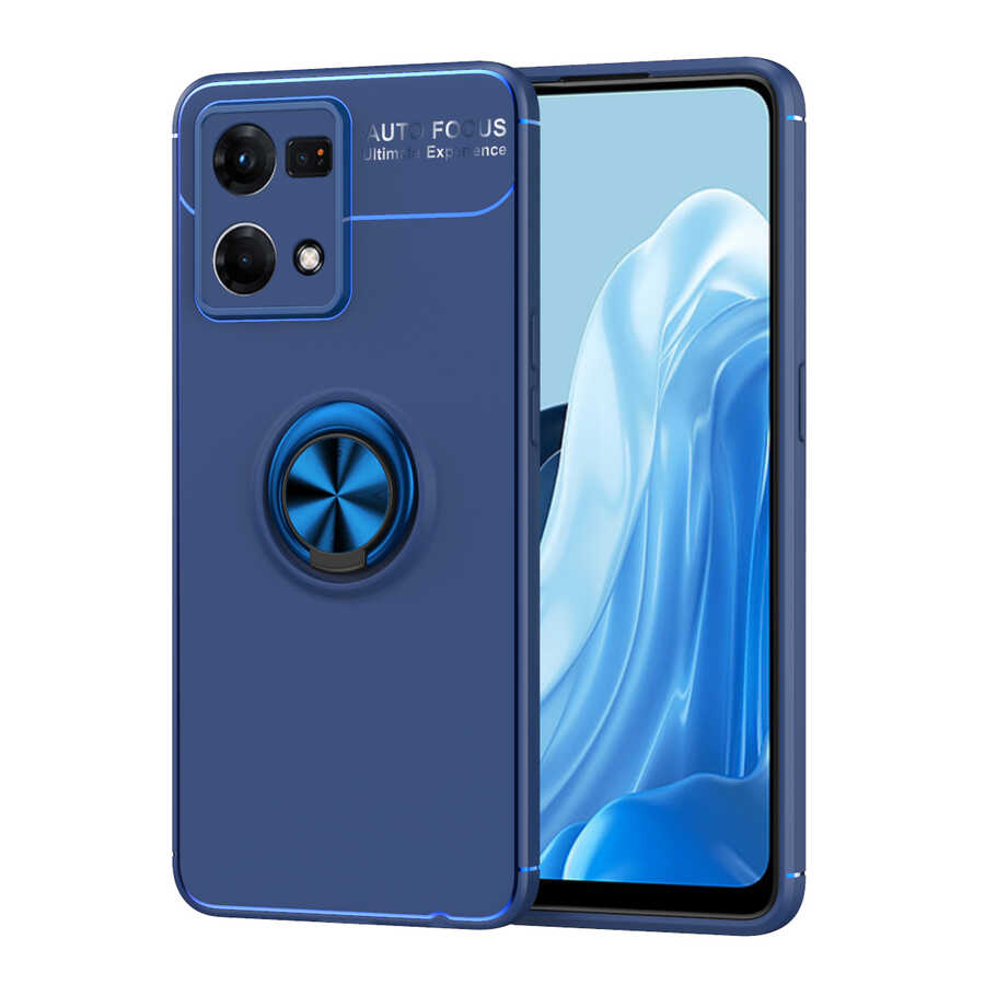 Oppo Reno 7 4G Kılıf Zore Ravel Silikon Kapak Mavi