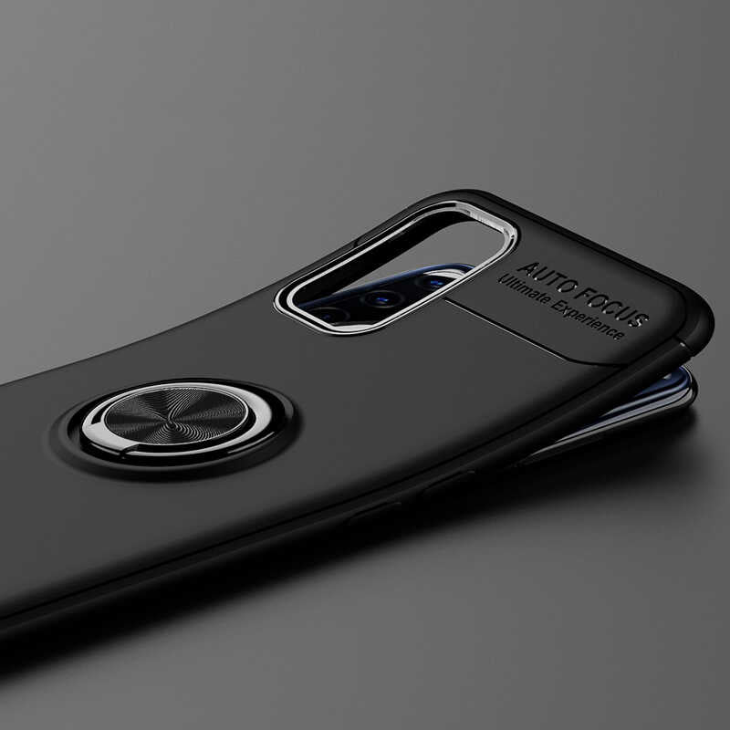 Oppo Reno A52 Kılıf Zore Ravel Silikon Kapak Siyah-Kırmızı