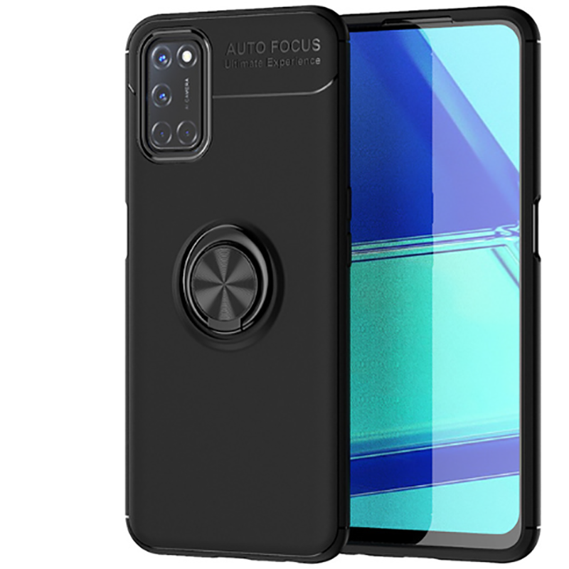 Oppo Reno A52 Kılıf Zore Ravel Silikon Kapak Siyah-Kırmızı