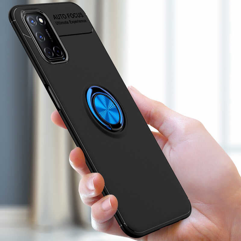Oppo Reno A72 Kılıf Zore Ravel Silikon Kapak Siyah-Kırmızı