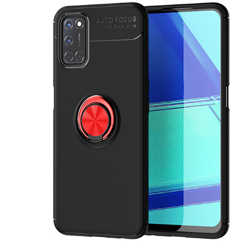 Oppo Reno A72 Kılıf Zore Ravel Silikon Kapak Siyah-Kırmızı