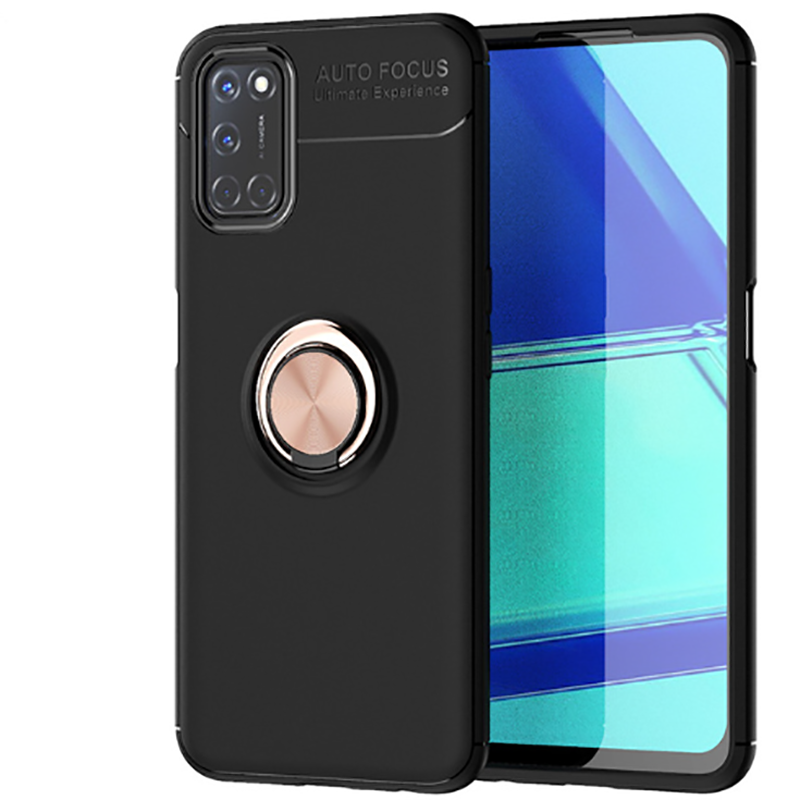 Oppo Reno A72 Kılıf Zore Ravel Silikon Kapak Siyah-Rose Gold
