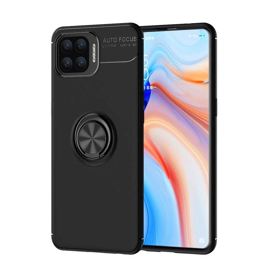 Oppo Reno A73 Kılıf Zore Ravel Silikon Kapak Siyah