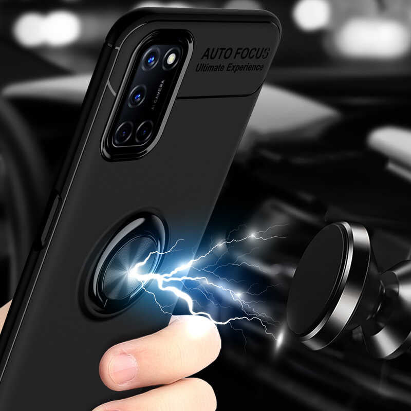 Oppo Reno A92 Kılıf Zore Ravel Silikon Kapak Siyah-Kırmızı
