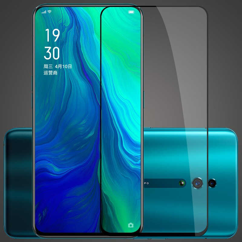 Oppo Reno Zore Kenarları Kırılmaya Dayanıklı Cam Ekran Koruyucu Siyah