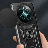 Realme 12 Kılıf Magnetik Standlı Kamera Korumalı Zore Sürgülü Vega Kapak Siyah