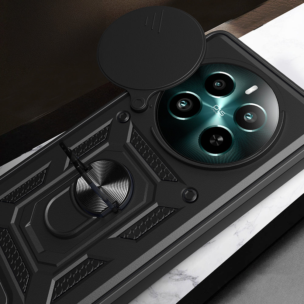 Realme 12 Kılıf Magnetik Standlı Kamera Korumalı Zore Sürgülü Vega Kapak Mavi