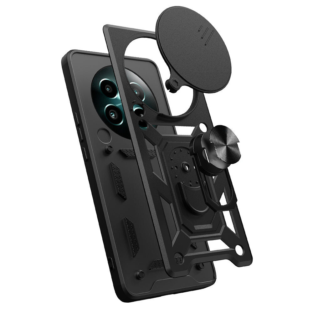 Realme 12 Kılıf Magnetik Standlı Kamera Korumalı Zore Sürgülü Vega Kapak Siyah