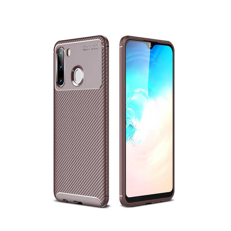Galaxy A21 Kılıf Zore Negro Silikon Kapak Kahverengi