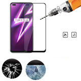Realme 6 Pro Zore Kenarları Kırılmaya Dayanıklı Cam Ekran Koruyucu Siyah
