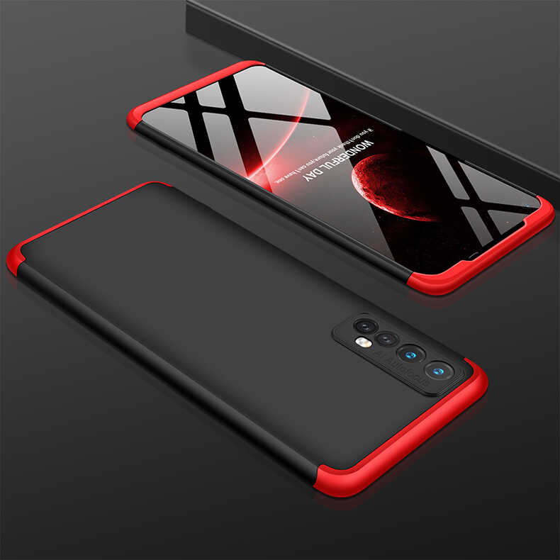 Realme 7 Kılıf Zore Ays Kapak Siyah-Kırmızı
