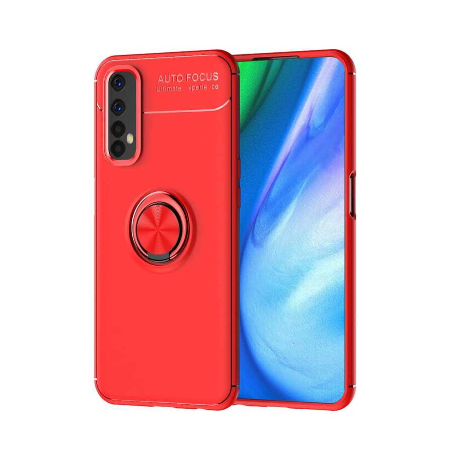 Realme 7 Kılıf Zore Ravel Silikon Kapak Siyah-Mavi